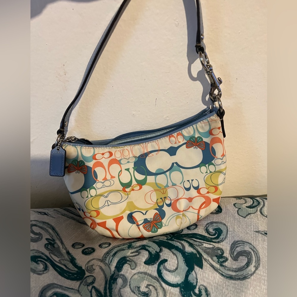 Coach 1941 Signature Butterfly Optic Pleated Top Handle Handbag Purse F45001